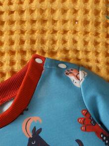 男嬰卡通圖案拼接邊衛衣和衛褲 - 彩色 - 查看 3
