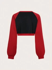SHEIN Unity Đồ họa Chữ cái Tay Raglan Áo len crop - Nhiều màu - Xem 2
