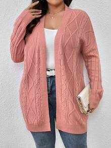 SHEIN Essnce Hơn Xoắn Dan Thả vai Áo len Duster - Hồng - Xem 4