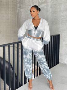 SHEIN X GiudiceGirls Solid Hook And Eye Crop Hoodie - Dusty Blue - View 6