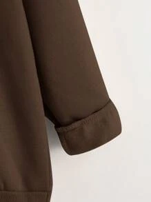 SHEIN 青少年男童纯色保暖卫衣 - 棕色 - 查看 4