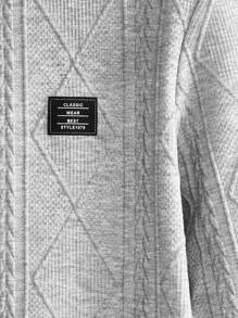 Manfinity BRENVOR 男士针织休闲圆领百搭日常灰色长袖T恤，情侣装