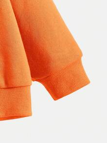 SHEIN 年輕男孩經典基本休閒連帽衫,適用於運動 - 橘色 - 查看 4