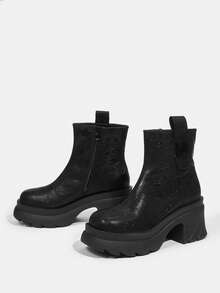 SheIn VCAY Đúng mốt Giày bốt ngắn - màu đen - Xem 2