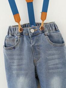 Chàng trai trẻ Túi nghiêng Máy treo Quần jean - Rửa trung bình - Xem 4