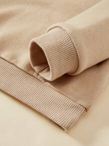 Thiếu niên cô gái Khẩu hiệu & Hình ảnh Thả vai Áo nỉ - Màu Khaki - Xem 10