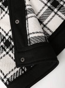 Manfinity Hypemode Men Plaid Print Flap Detail Overcoat - Black - View 5