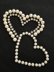 SHEIN LUNE Rhinestone Heart & Geo Graphic Drop Shoulder Sweatshirt Pullover Fall Sweatshirt - Black - View 8