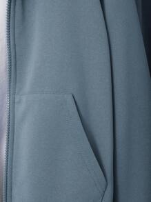 SHEIN Tween Boy Slogan Graphic Hoodie & Sweatpants - Dusty Blue - View 5