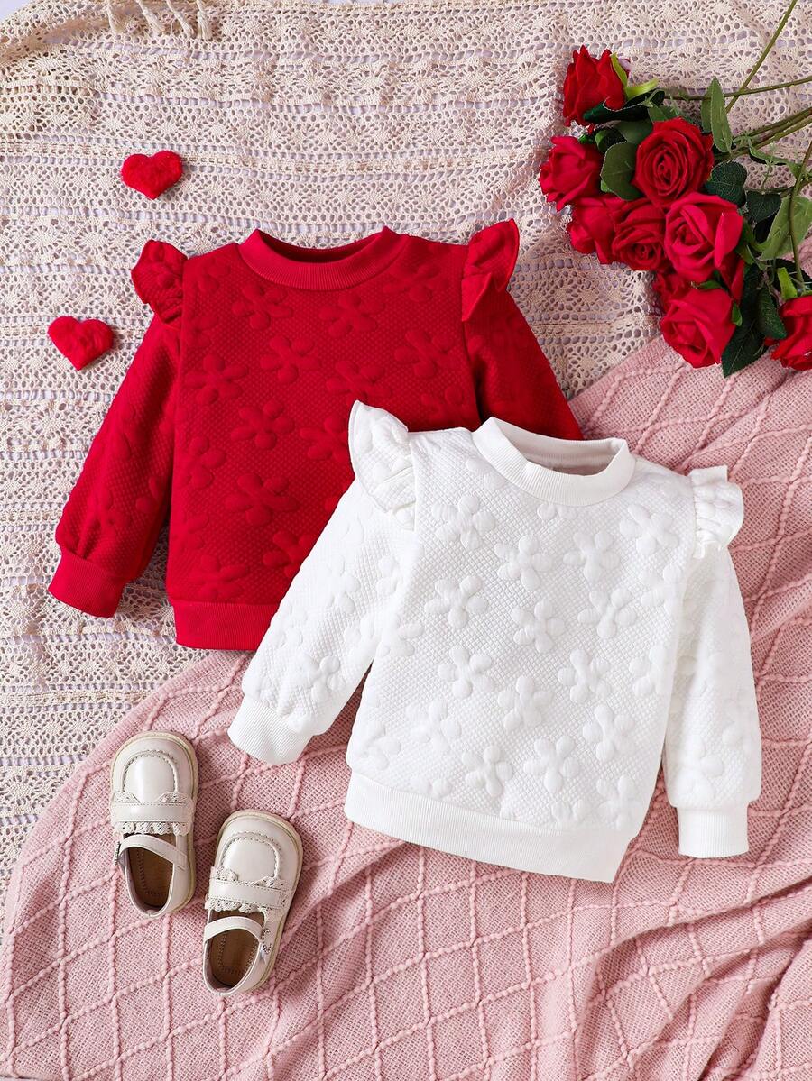 2入組女嬰荷葉邊運動衫 - 彩色 - 查看 1