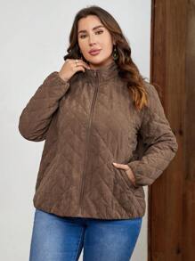 EMERY ROSE Talla grande Abrigo acolchado con cremallera - Marrón - Ver 5