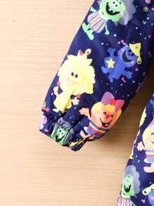 Baby Girl Cartoon Graphic Zip Up Hooded Coat