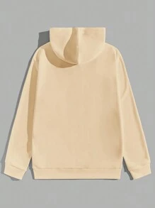 GENTILAND 男士花卉和字母圖案拉鏈連帽衫 - 卡其色 - 查看 2