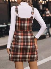 SHEIN LUNE 格紋拉鍊連身裙（無毛衣） - 彩色 - 查看 2