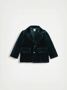 SHEIN Leap Crew Baby Boy Bow Front Shirt & Blazer & Pants, For Christmas - Dark Green - View 6