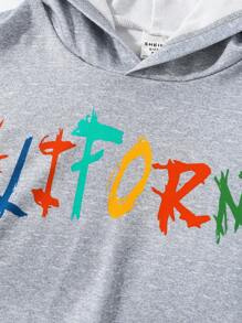 SHEIN 女大童3入組字母圖案連帽衫 - 黑與白 - 查看 5