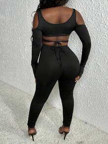 Slaydiva Mono unitard de hombros descubiertos con abertura - Negro - Ver 2