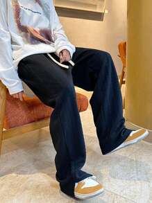 Claim Dot Loose-Fit Men's Solid Color Wide-Leg Sweatpants