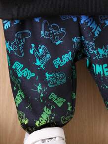 Baby Boy Letter Graphic Hoodie & Sweatpants - Black - View 6