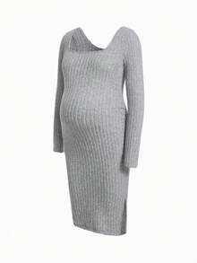 SHEIN Thai sản Đầm Với 3 màu Sọc Thiết kế , Bên Khe Và Viền bất đối xứng - Nhiều màu - Xem 19