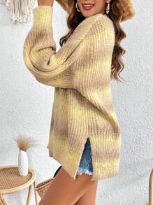 SHEIN VCAY Ombre Drop Shoulder Cardigan - Multicolor - View 5