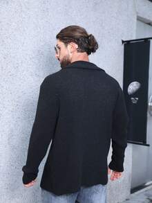 Manfinity Homme Nam Kích thước lớn Màu thuần Áo len Mở - màu đen - Xem 2