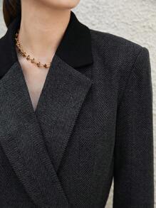 BizChic Solid Lapel Neck Crop Blazer Fall Women Outfits Women Jackets - Black - View 8