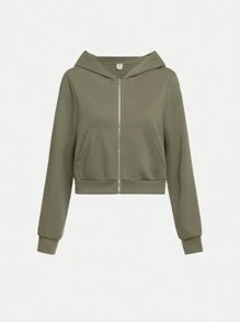 SHEIN Tienermeisje Hoodie met rits & Flare broeken