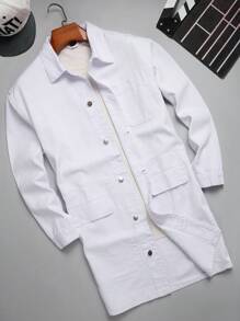 Manfinity Homme Loose Fit Men's Denim Jacket With Flap Pockets (T-Shirt Not Included) - White - View 1