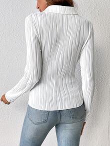 SHEIN Frenchy Solid Textured Tee - White - View 2