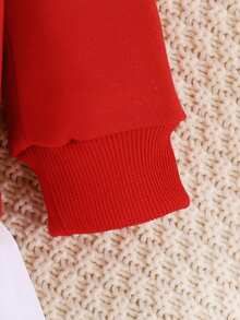 女嬰字母圖案百褶下擺二合一衛衣洋裝 - 紅色 - 查看 3