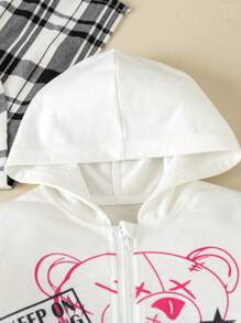 SHEIN Kleines Mädchen Jogginghose & Hoodie Bär & Buchstabe Grafik