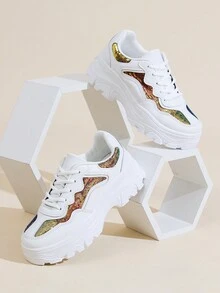 秋冬女士厚底防水運動鞋,時尚休閒女鞋 - 彩色 - 查看 7