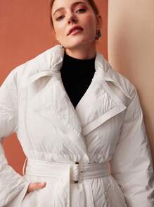 MOTF PREMIUM ÁO KHOÁC ĐỆM CÓ THẮT LƯNG CHO MÙA ĐÔNG - trắng - Xem 4