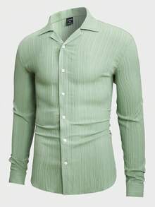 GENTILAND Men Solid Button Front Shirt - Green - View 2