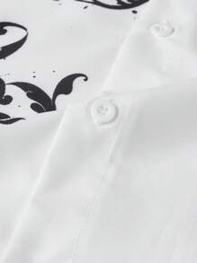 GENTILAND 寬鬆版型男士巴洛克印花襯衫 - 白色 - 查看 5