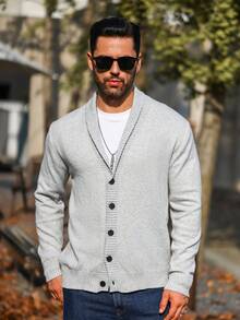 Manfinity Homme 男士拼接面開襟衫 - 灰色 - 查看 4