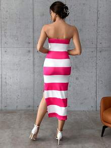 SHEIN Privé 雙色抹胸緊身連衣裙 - 彩色 - 查看 2