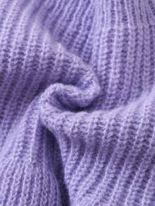 女嬰小高領燈籠袖套頭毛衣 - 紫羅蘭色 - 查看 4