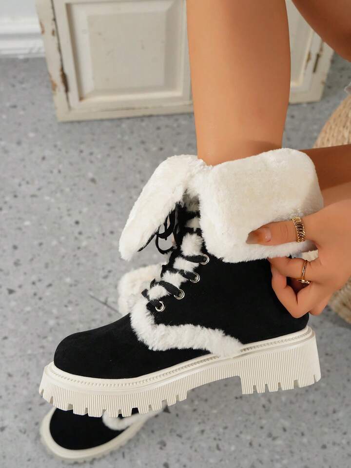 Women s Fashionable Furry Warm Winter Boots SHEIN USA