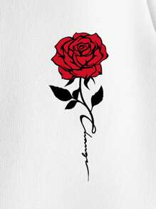 EURMUSE Cotton Men Rose & Skull Print Drawstring Waist Sweatpants - White - View 4