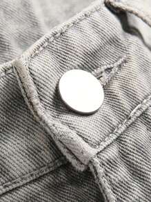 Teen Boy Ripped Frayed Bleach Wash Jeans - Light Grey - View 4