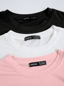 Zolique 3 piezas Camiseta crop unicolor - Multicolor - Ver 4