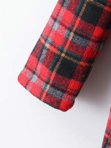 SHEIN Young Boy 1pc Plaid Dual Pocket Teddy Lined Overcoat for Christmas - Red - View 5