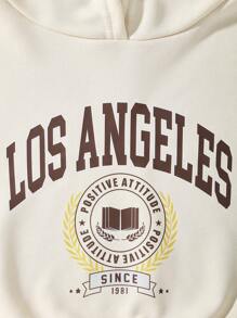 SHEIN Teen Girl Letter Graphic Hoodie & Camo Print Sweatpants - Multicolor - View 3