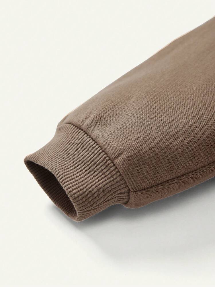 Baby Boys' Colorblocking Long Sleeve Hoodie And Pants Set With Patched Shoulders