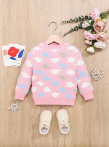 SHEIN Baby Girl Cloud Pattern Sweater - Multicolor - View 1
