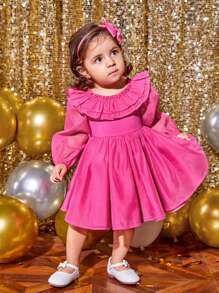 SHEIN Baby Girl Ruffle Trim Dress - Pink - View 4