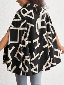 SHEIN Unity In thư áo tay cánh Cổ giả Áo sơ mi - màu đen - Xem 2