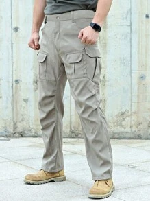 Manfinity Lỏng lẻo phù hợp Nam Quần Cargo Với Flap túi - Màu Xám nhạt - Xem 4